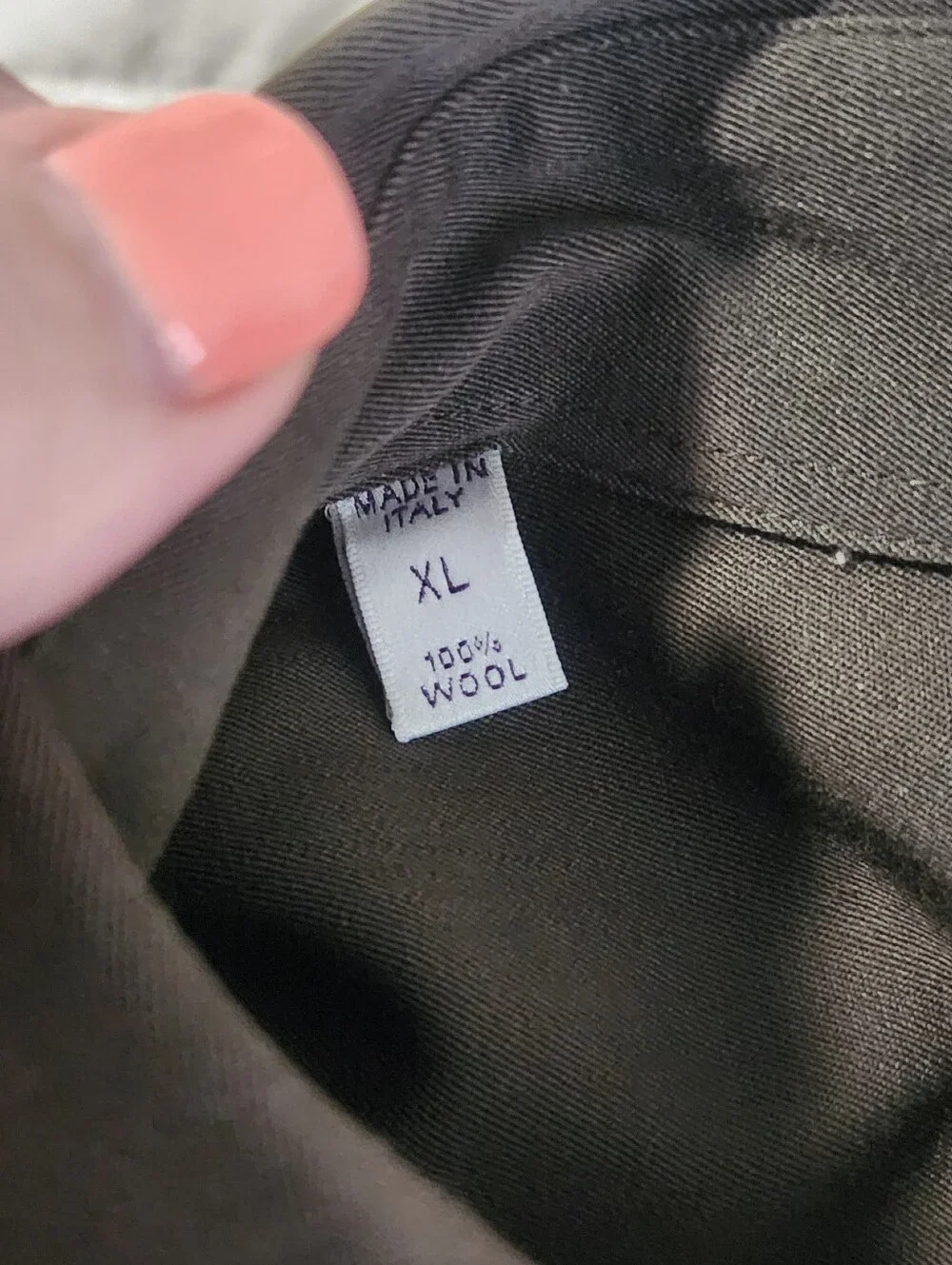 Ralph Lauren Purple Label Wool Shirt Dark Greenish Brown Made In Italy Size XL